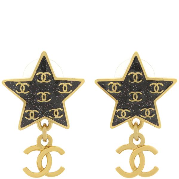 CHANEL シャネル ピアス ココマーク スター GP ブラック CC