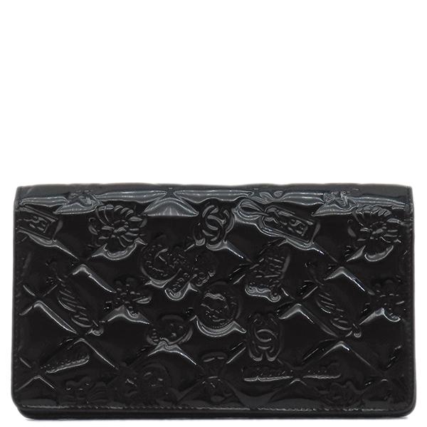 シャネル　長財布　エナメル　ココマーク　ブラック　背面チャック　二つ折り シャネル 長財布 エナメル ココマーク ブラック 背面チャック 二