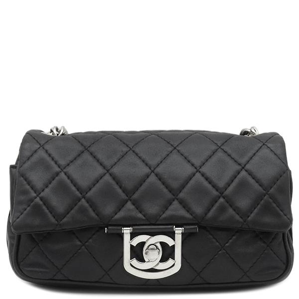 シャネル ラムスキン マトラッセ チェーンショルダー バッグ ココマーク 黒 CHANEL シャネル マトラッセ ラムスキン ココマーク ワン