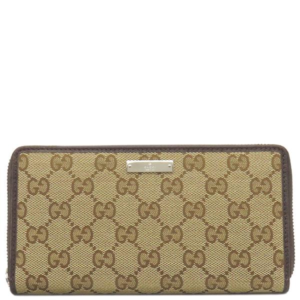 GGキャンバス グッチ 長財布 GG ジップアラウンドウォレット ブラウン  