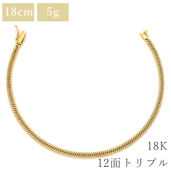 K18(18金) 喜平ブレスレット 12面トリプル 5.1g 18cm 新品