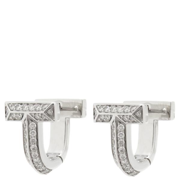TIFFANY&Co. ティファニー ピアス Tワン ダイヤ K18WG シルバー