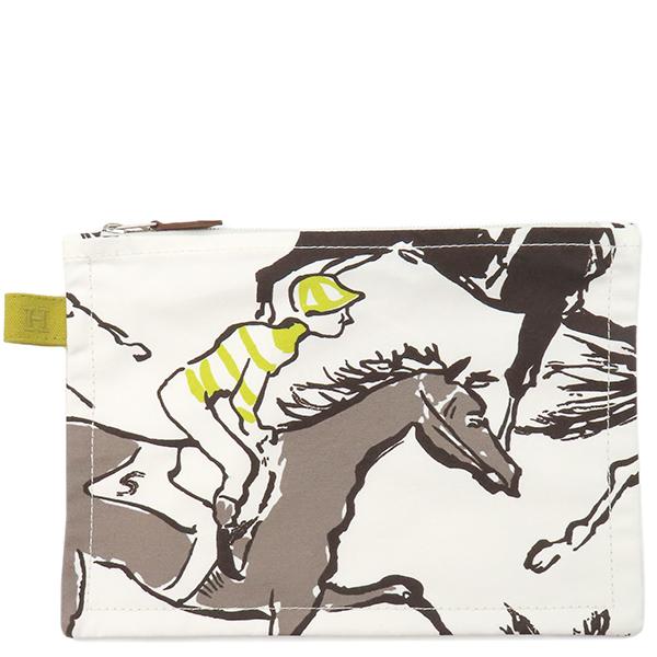 【美品】HERMES エルメス ヨッティングPM ポーチ　フラット　ジョッキー HERMES（エルメス） ポーチ ヨッティングPM コットン マルチカラー