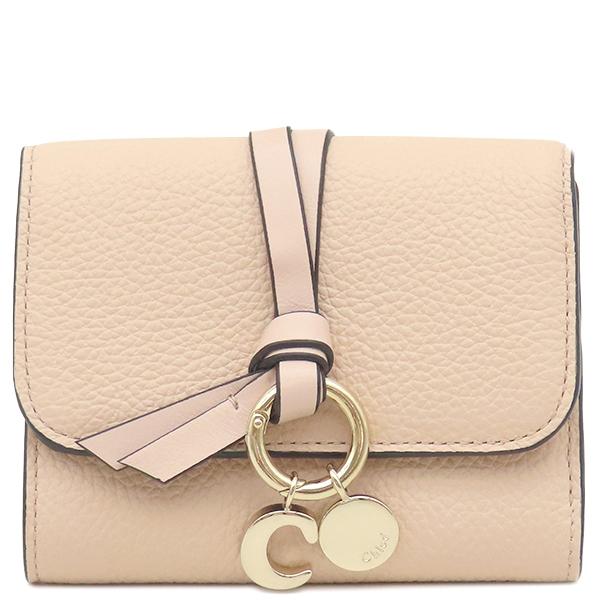 未使用品　Chloé 三つ折り財布 アルファベットウォレット　ピンクベージュ Chloe クロエ 三つ折り財布 アルファベット ミニ コンパクト