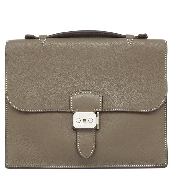 HERMES グレー キャンバス ビジネスバッグ エールライン エルメス ビジネスバッグ グレー キャンバス