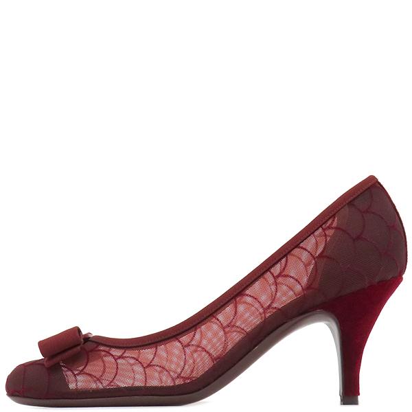 【美品】フェラガモ 　★リボン付き ハイヒール★ Salvatore Ferragamoリボン付きレッドハイヒール 5 【公式通販】