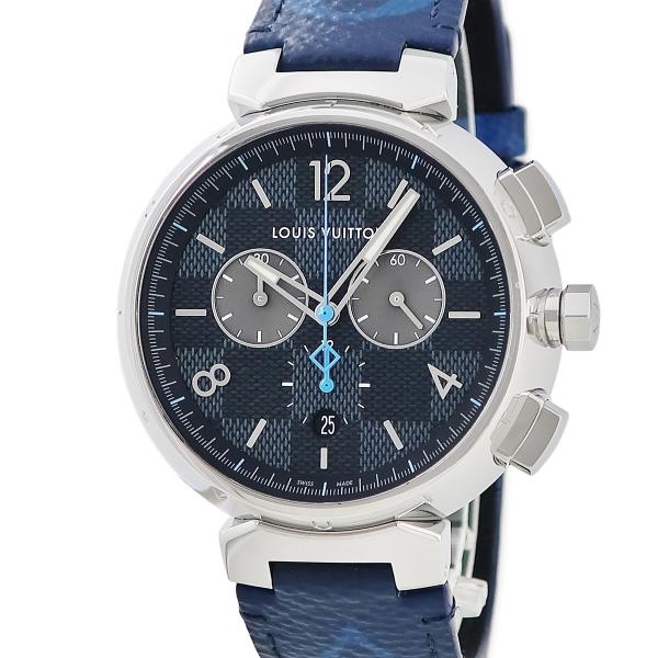 証明書＆箱付 ルイヴィトン タンブール スリム グラフィット メンズ腕時計 ルイヴィトンタンブールスリム メンズ ダミエグラフィット