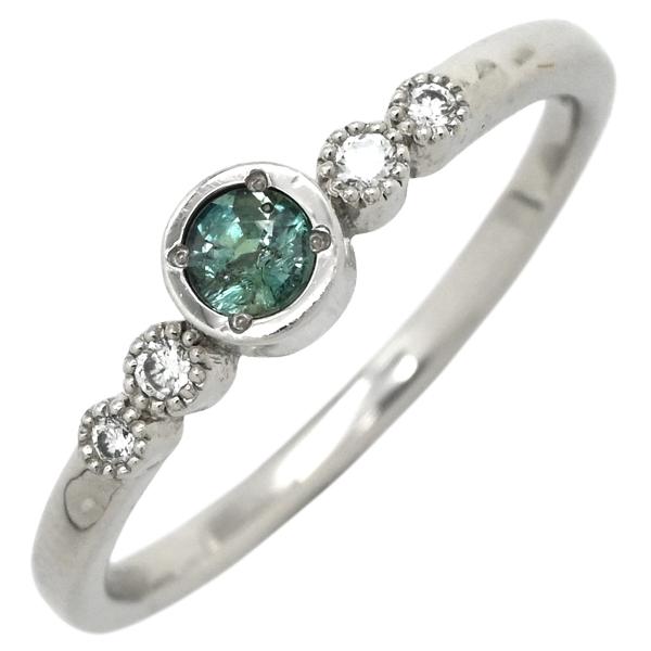 リング 指輪 アレキサンドライト ダイヤリング Pt900 シルバー 9号