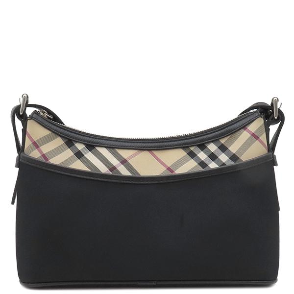 【美品】バーバリー　ノバチェック　ショルダーバッグ　レザー　黒　ブラック　トート BURBERRY バーバリー ショルダーバッグ ノバチェック キャンバス