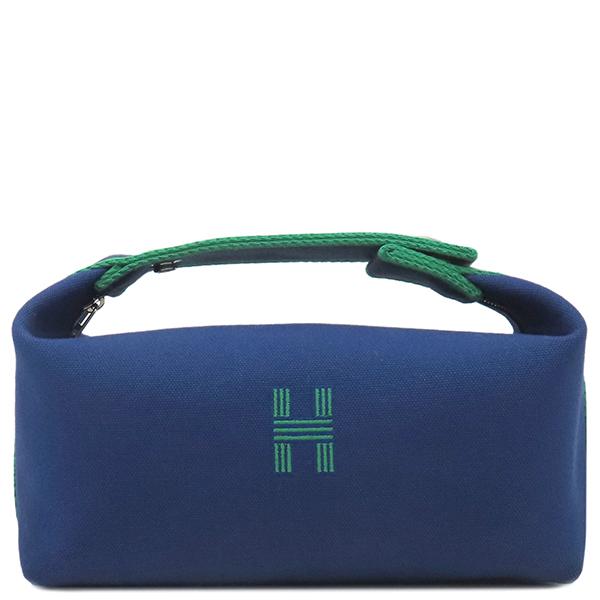 心斎橋店】エルメスブリッドアブラックネイビーポーチハンドバッグ