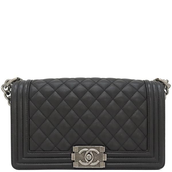 CHANEL シャネル【極美品】ボーイ チェーンショルダーバッグ ブラック ラム