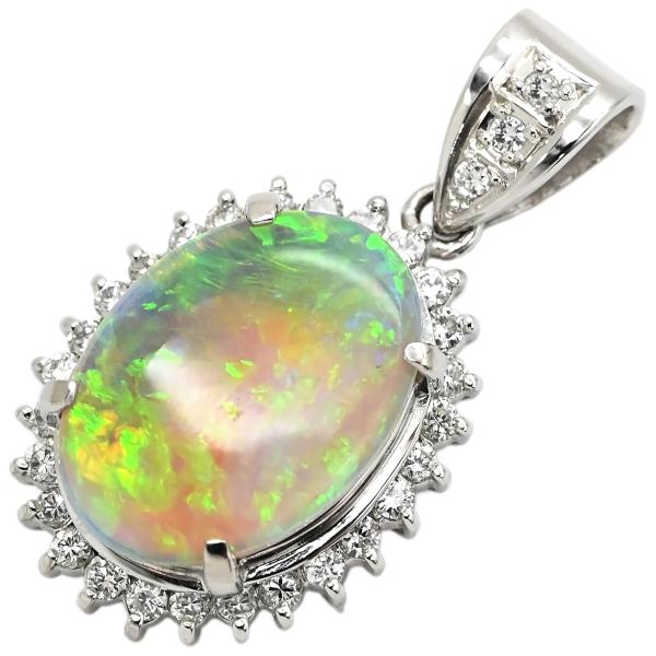ペンダントトップ オパール ダイヤ Pt900 シルバー ペンダントヘッド