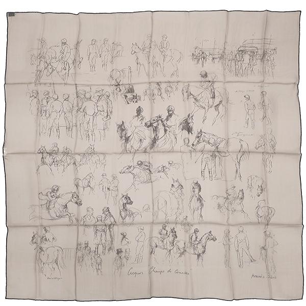 HERMES（エルメス） スカーフ カレ90 CARRE シルク ブラウン 【CROQUIS
