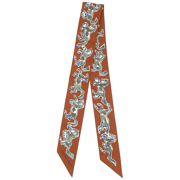HERMES（エルメス） スカーフ ツイリー シルク ブラウン 【CHEVAUX EN
