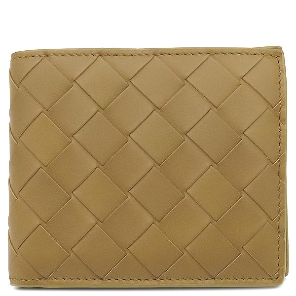 BOTTEGA VENETA 二つ折り財布 イントレチャート レザー ブラウン ブラック/マダーブラウンイントレチャート 二つ折りウォレット