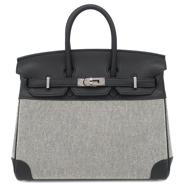 Birkin エルメス ハンドバッグ バーキン25 トワルアッシュ ブラック 黒