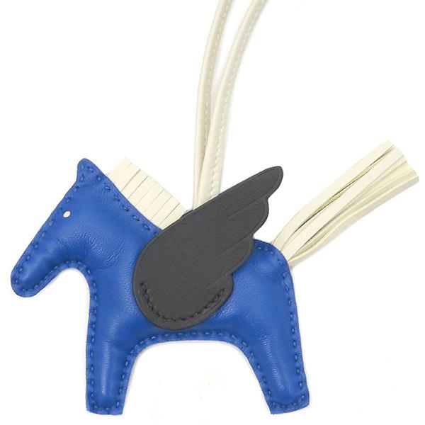 HERMES エルメス バッグチャーム ロデオPM ペガサス マルチカラー 青