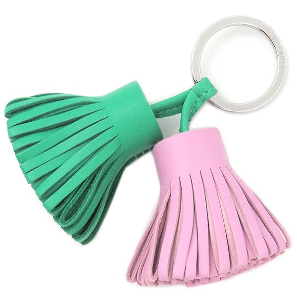 エルメス HERMES カルメン ウノドス チャーム グリーン ピンク HERMES エルメス キーリング カルメン ウノドス ラムスキン