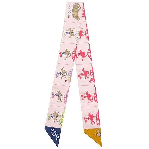 HERMES エルメス スカーフ ツイリー シルク ピンク 【HERMES