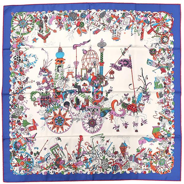 HERMES エルメス スカーフ カレ90 CARRE シルク マルチカラー 【LA  