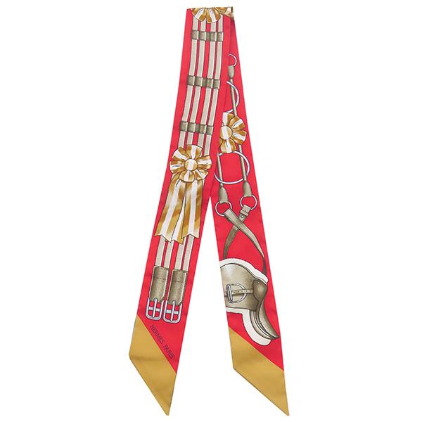 HERMES エルメス スカーフ ツイリー シルク レッド 【Jumping
