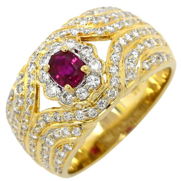 ルビーとダイヤモンドの指輪　12号 リング 指輪 ルビー ダイヤリング K18YG ゴールド レッド 赤 12号