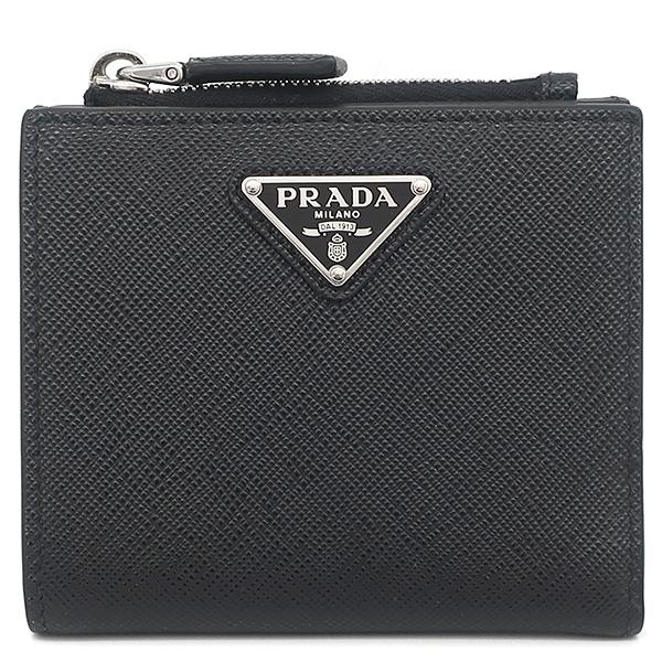 良品 PRADA 二つ折り財布 サフィアーノ レザー ブラック 黒 楽天市場】【新品】 プラダ 二つ折り財布 サフィアーノ タブ レザー