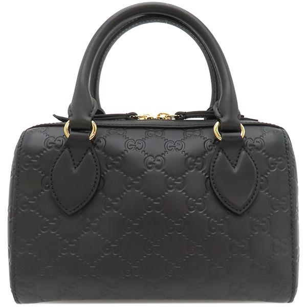極上美品✨グッチ ハンドバッグ 2way ボックス型 ショルダー 黒カーフレザー GUCCI（グッチ） 極 美品 希少品 袋付き シマ GG ロゴ レザー 本革