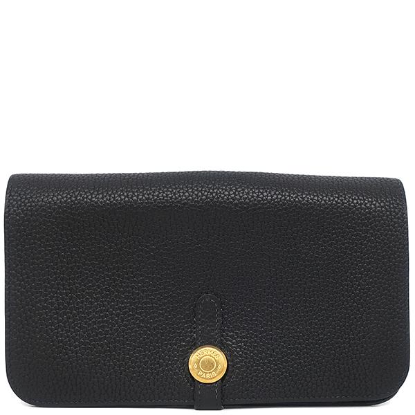 【新品同様】エルメス 二つ折り長財布 ドゴンGM トリヨン クレマンス ブラック HERMES エルメス 二つ折り長財布 ドゴンGM トリヨンクレマンス