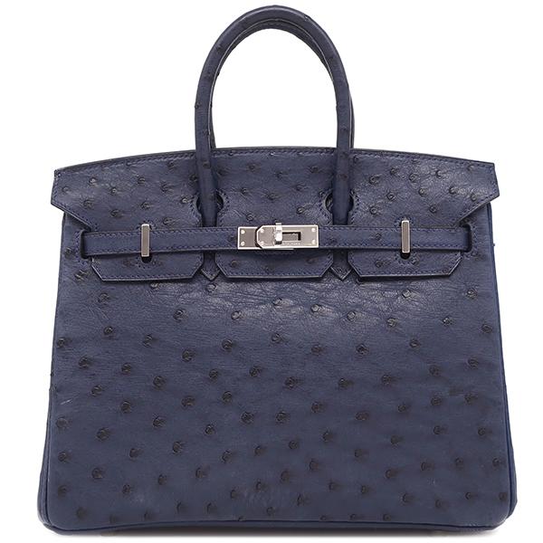 Birkin エルメス ハンドバッグ バーキン25 オーストリッチ ネイビー 紺