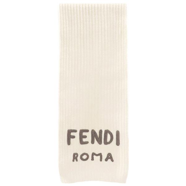 FENDI（フェンディ） マフラー ロゴ ニット ウール ホワイト