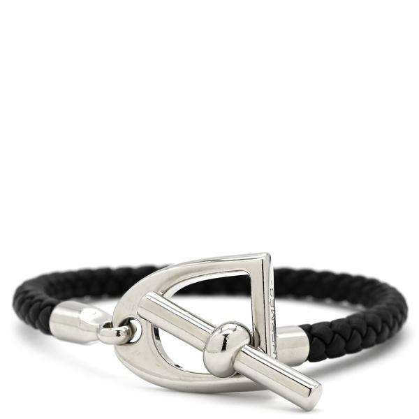 HERMES（エルメス） ブレスレット エトリエ メタル ブラック レザー