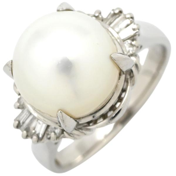 リング 指輪 白蝶パール ダイヤリング シルバー 1粒 1P プラチナ900
