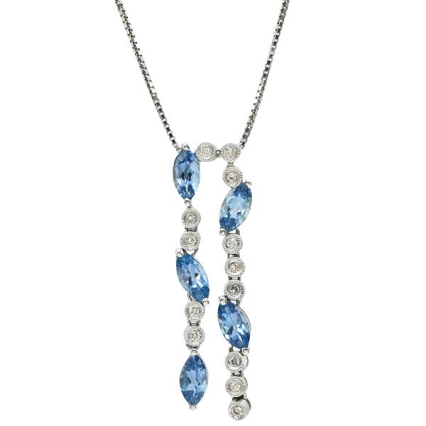 ネックレス アクアマリン ダイヤ ペンダント シルバー ホワイト