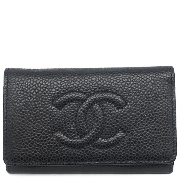 キャビアスキン シャネル キーケース ココマーク レザー ブラック 黒 6