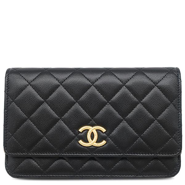 マトラッセ シャネル チェーンウォレット レザー ブラック 黒 ココ