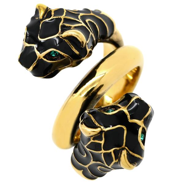 GUCCI（グッチ） リング 指輪 ダブルタイガーヘッド メタル ブラック