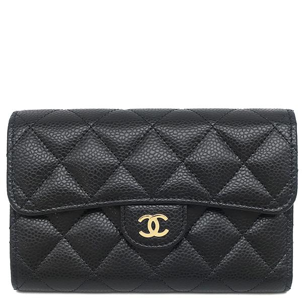 美品 シャネル AP0232 タイムレスクラシック 三つ折り財布 黒 レディース 美品 シャネル AP0232 タイムレスクラシック 三つ折り財布 黒