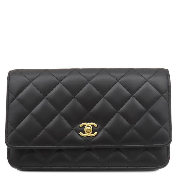 大人気✨️❤CHANEL❤チェーンウォレット ブラック 正規非売品 マトラッセ シャネル チェーンウォレット ラムスキン ブラック 黒