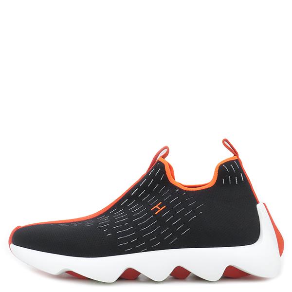 エルメス HERMES スニーカー エクレール ファブリック ブラック×オレンジ #41 黒 Hロゴ スリッポンスニーカー メッシュ H2210982Z 【保存袋】【中古】 HERMES（エルメス） スニーカー エクレール ファブリック ブラック