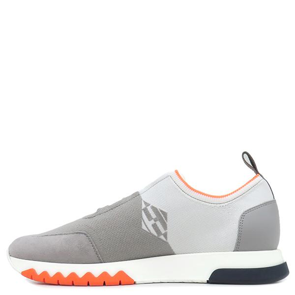 HERMES スニーカー ニット素材 グレー オレンジ HERMES（エルメス） スニーカー エクスプロイト ニット グレー