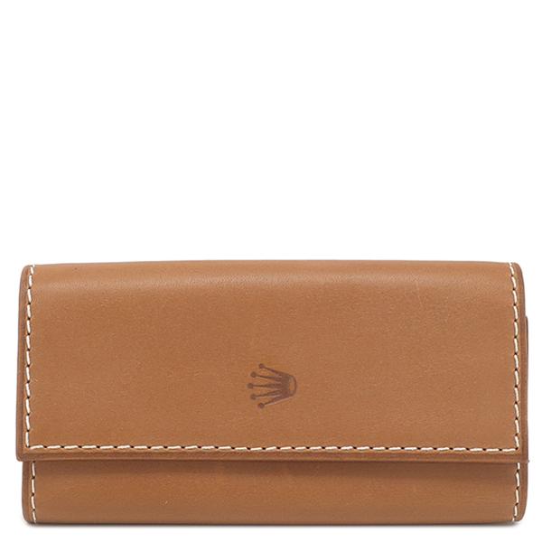 ROLEX ロレックス　キーケース Rolex Brown Embossed Leather Key Holder with Crown Motif & Snap