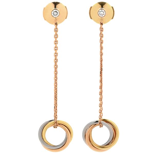TRINITY（Cartier） カルティエ ピアス トリニティ 1Pダイヤ マルチ