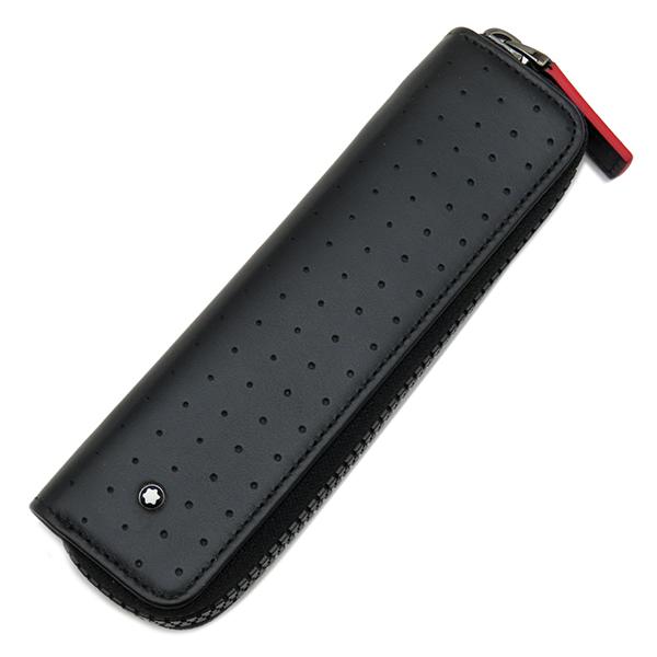 モンブラン Montblanc ペンケース アーバン レーシング スピリット ジップ アラウンド 1本用 レザー ブラック ブラック金具 黒 パンチング【中古】 MONTBLANC（モンブラン） ペンケース アーバン レーシング スピリット