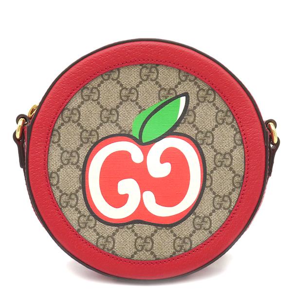 グッチ GUCCI ショルダーバッグ GGアップル クロスボディバッグ GGスプリームキャンバス レッド ゴールド金具 赤 ポシェット 丸型 625216【中古】 GGキャンバス グッチ ショルダーバッグ GGアップル クロスボディバッグ