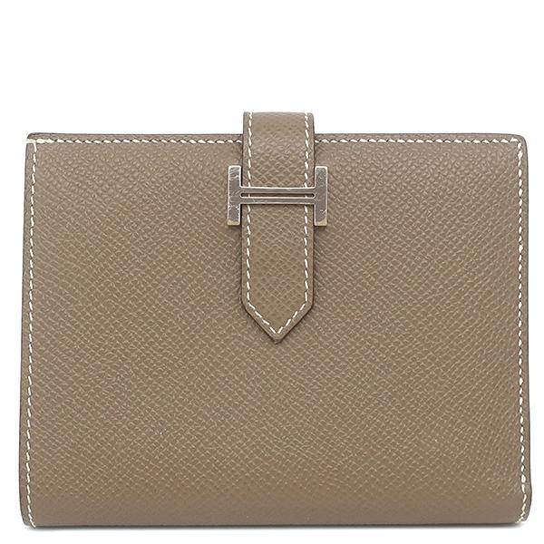 エルメス 2つ折り財布美品  エトゥープ エルメス 二つ折り財布 ベアンコンパクト エトゥープ/シルバー金具