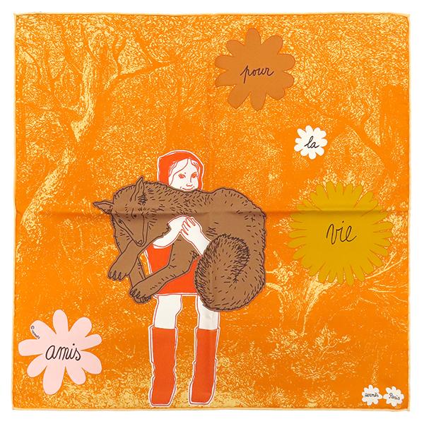 エルメス　ガブロッシュ　45✖️45cm オレンジ水しぶきデザインスカーフ HERMES（エルメス） スカーフ ガヴロッシュ カレ45 ガヴロッシュ