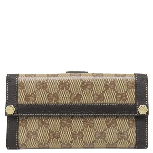 GUCCI グッチ GGクリスタル Wホック 長財布 ブラウン GUCCI（グッチ） 長財布 GGクリスタル Wホック ロングウォレット PVC