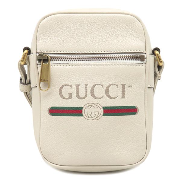 GUCCI（グッチ） ショルダーバッグ ロゴ プリント レザー ホワイト