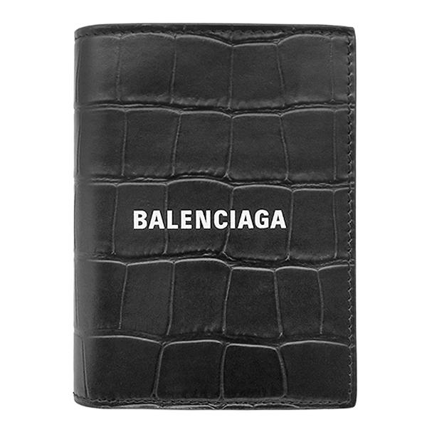 BALENCIAGA ブラック 二つ折り財布　クロコ型押し BALENCIAGA（バレンシアガ） 二つ折り財布 ロゴ コンパクトウォレット